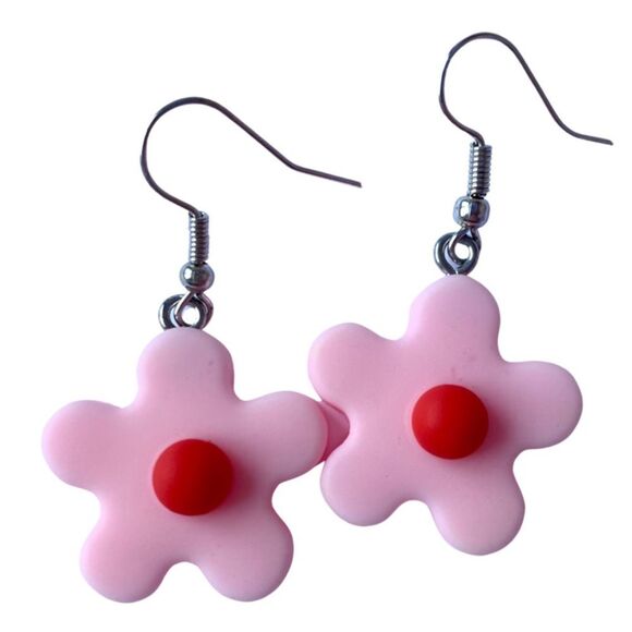 Pink Flower Earrings - Picture 1 of 3